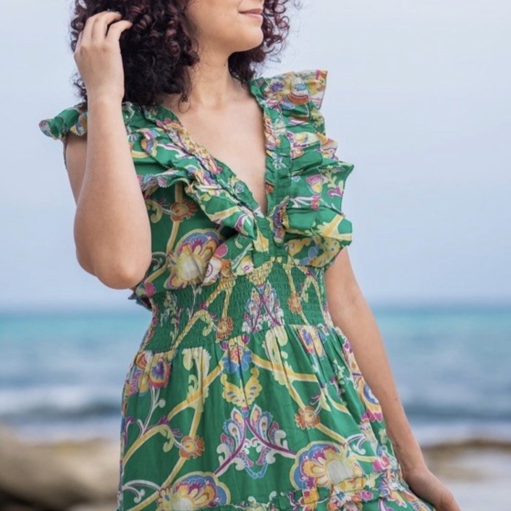 Caroline Constas Floral Tiered Maxi Dress 100% Cotton - Picture 14 of 14